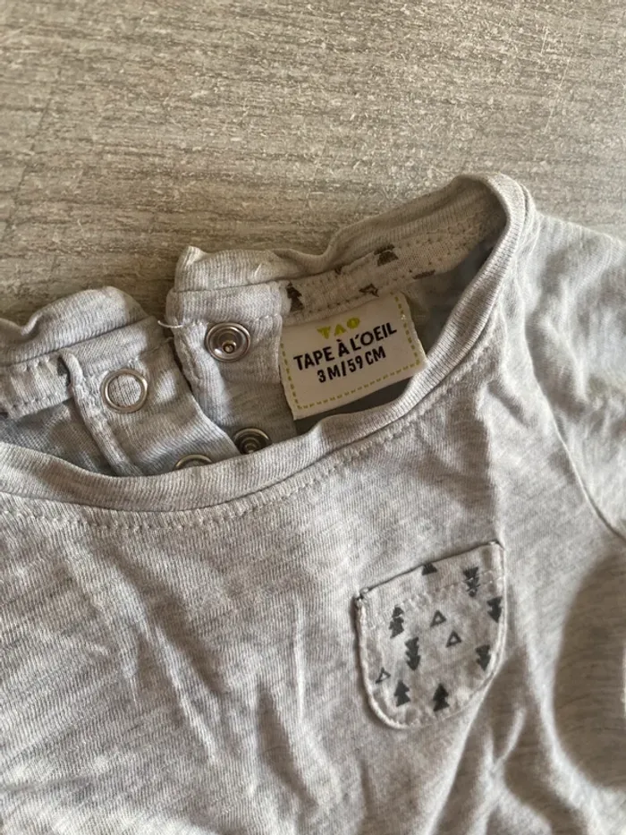 T-shirt à manches longues bébé - 3 mois garçon - photo numéro 3