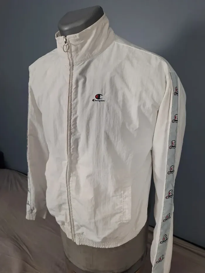 veste coupe vent champion blanche / homme taille M / brodé (470) - photo numéro 9