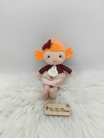 Doudou peluche Poupée chiffon demoiselle Mini Bonbon cheveux roux DC3690