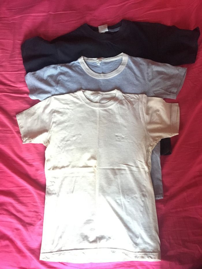 lot de 3 tee shirt marine beige blanc rayé marine
