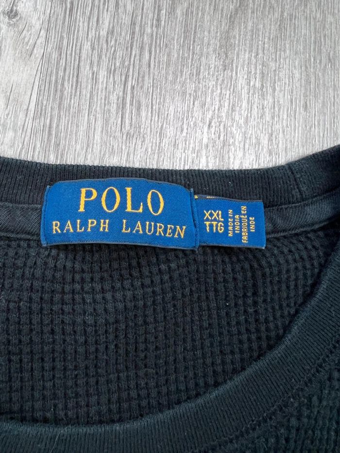 Pull nid-d’abeilles Ralph Lauren Noir avec logo brodé rouge Taille XXL - photo numéro 6