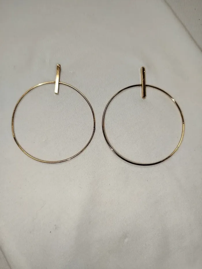 Boucle d'oreille dorée cercle Géométrique - 5 cm diamètre - photo numéro 3