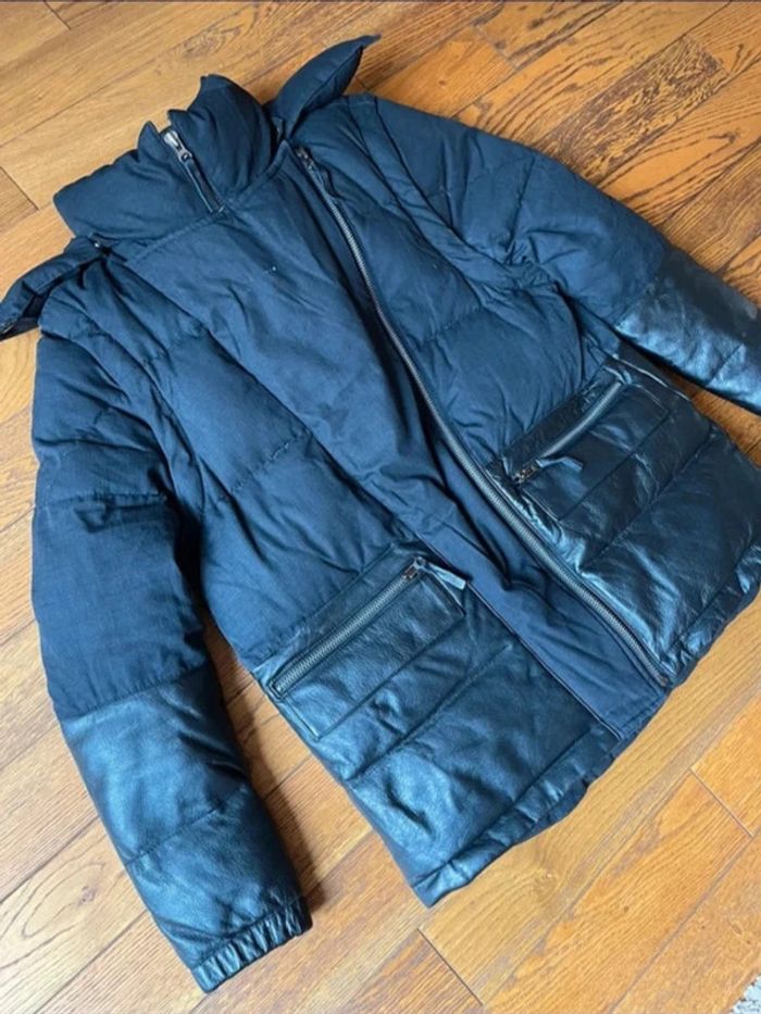 Sublime manteau doudoune noir April May avec empiècement cuir qui se transforme en sans manche - photo numéro 2
