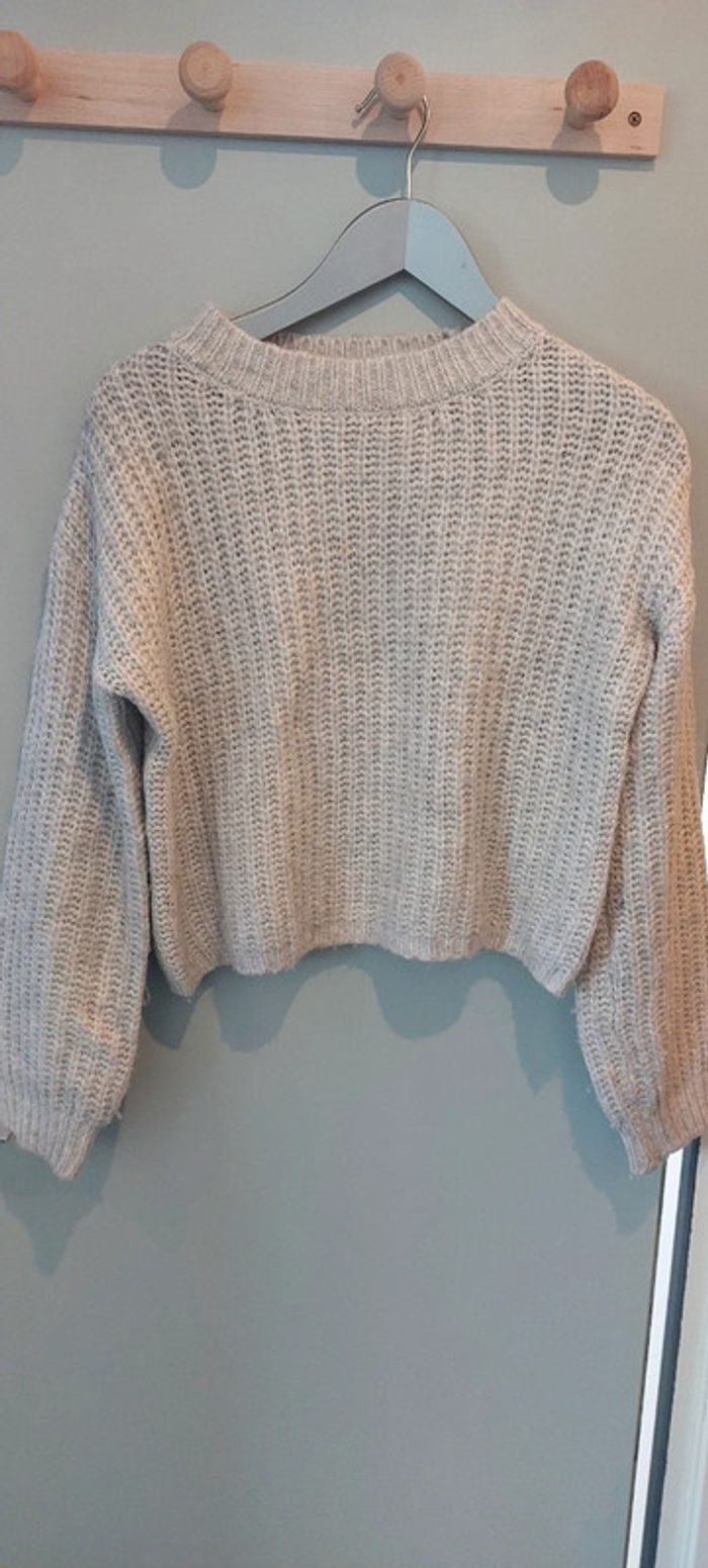 Pull maille fille beige