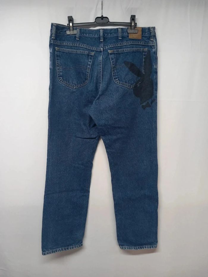 Jeans taille haute Lee vintage imprimé playboy bleu foncé en coton - photo numéro 2