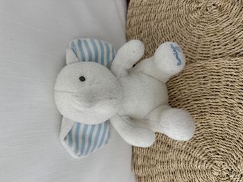 DOUDOU PELUCHE LUMINOU JEMINI ELEPHANT BLANC BLEU 