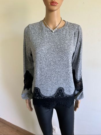 Pull gris et noir à manches longues Naf Naf taille L TBE