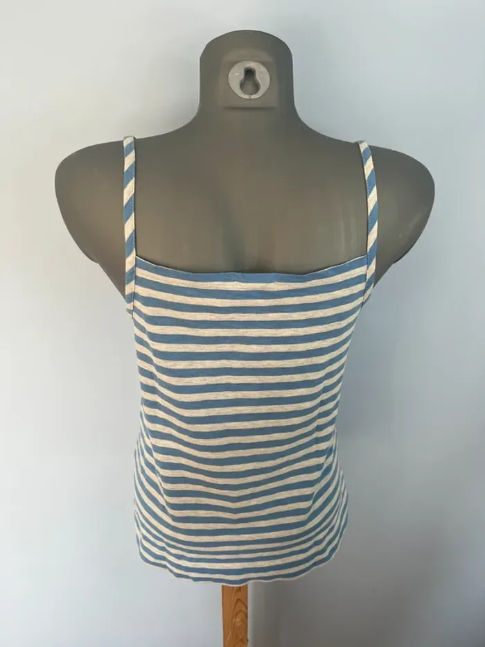 Débardeur rayé gris & bleu Levi’s taille M – poche cœur, style casual authentique - photo numéro 4