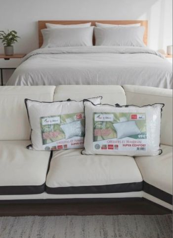 Art & Déco - Lot de 2 Oreillers à mémoire de forme - 50x70 - Blanc - Neufs