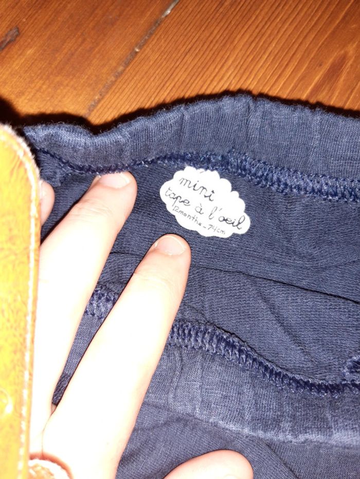 Sarouel bleu marine Tao 12 mois coton mixte - photo numéro 2