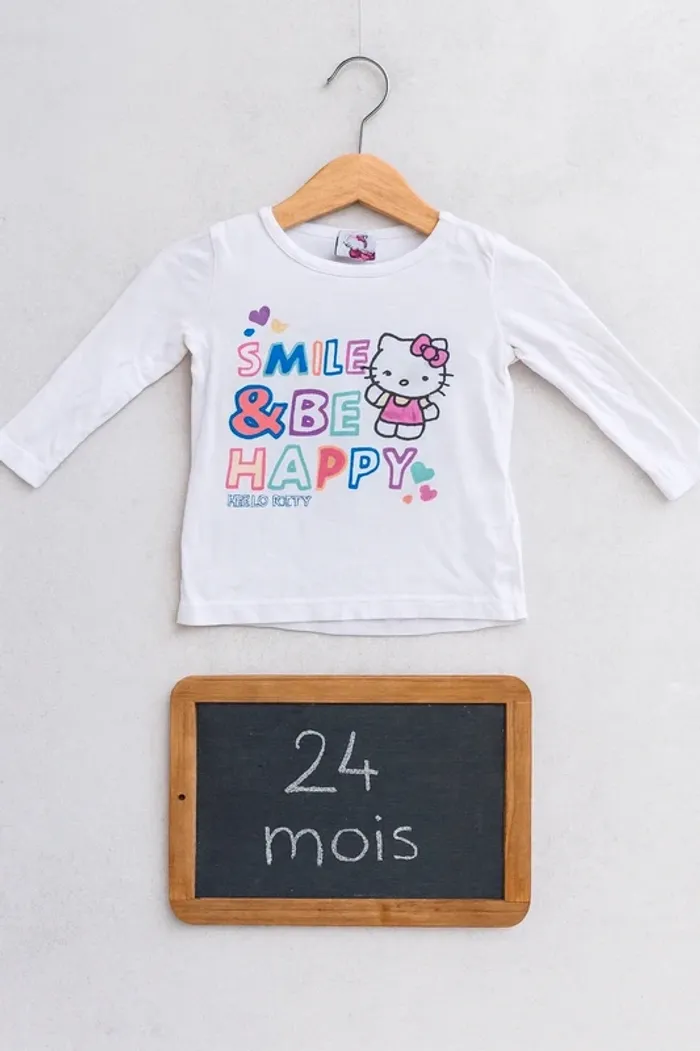 T-shirt manches longues blanc - Taille 24 mois - Hello Kitty