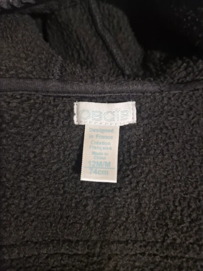 Obaïbi - 12 mois - Manteau à capuche zippé - photo numéro 4