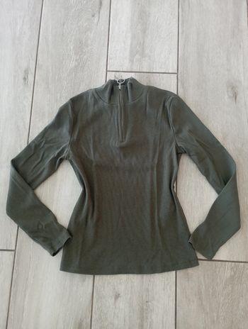 Tee-shirt ML maille côtelé kaki