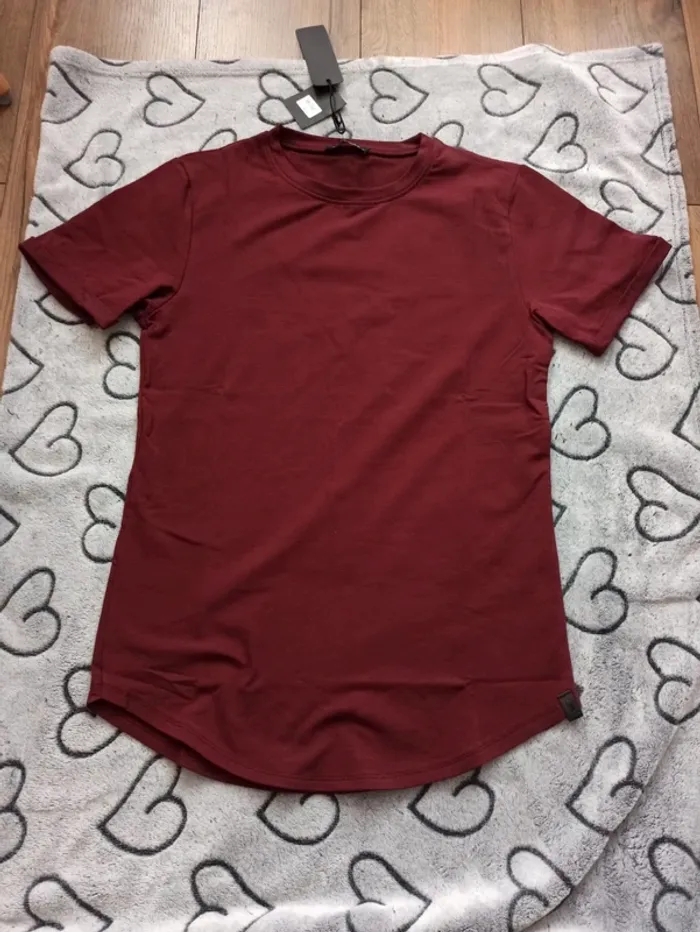 Tee shirt uni homme bordeaux épais - photo numéro 2