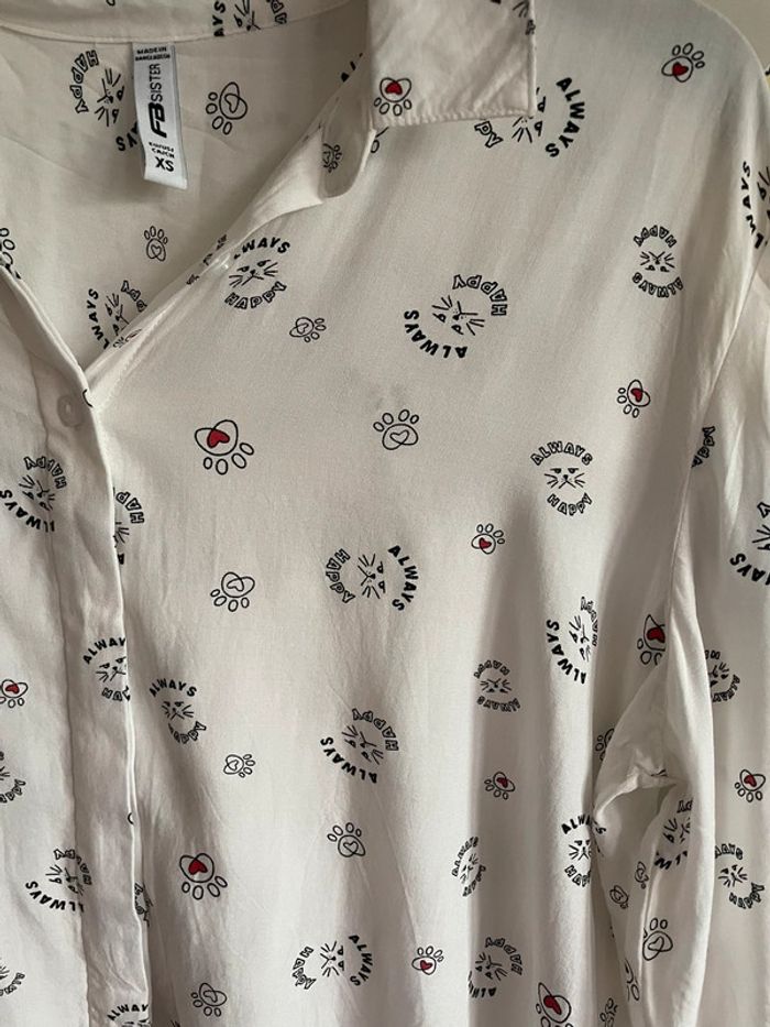 Chemise à manches longues blanche à motifs, taille Xs, marque FB Sister - photo numéro 2