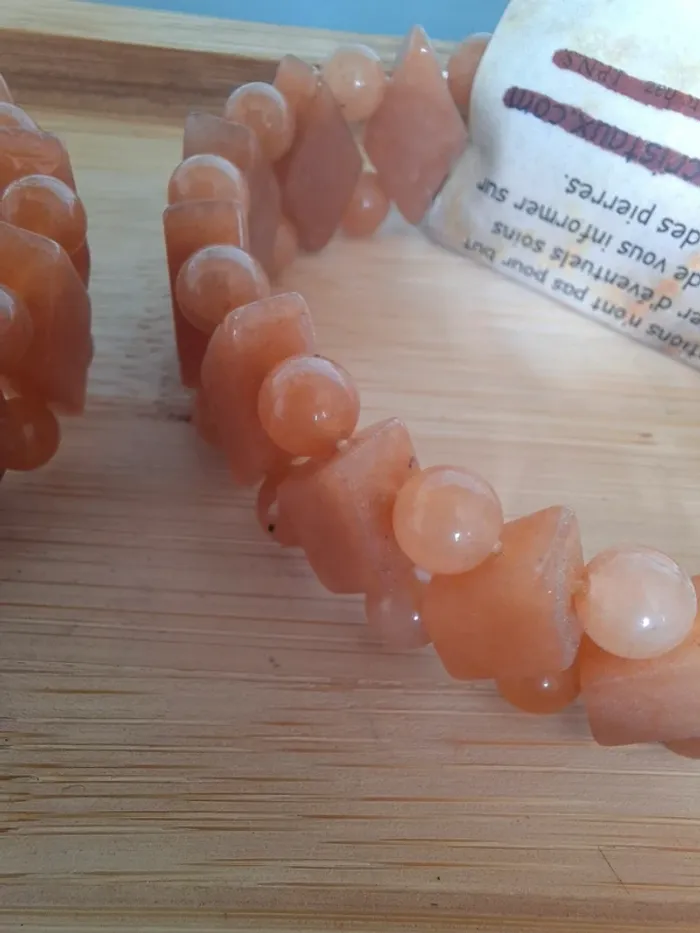 Bracelet en Aventurine Orange – Perles Rondes & Losanges - photo numéro 3
