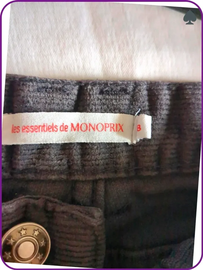 Pantalon fille velour côtelé 8 ans - photo numéro 2