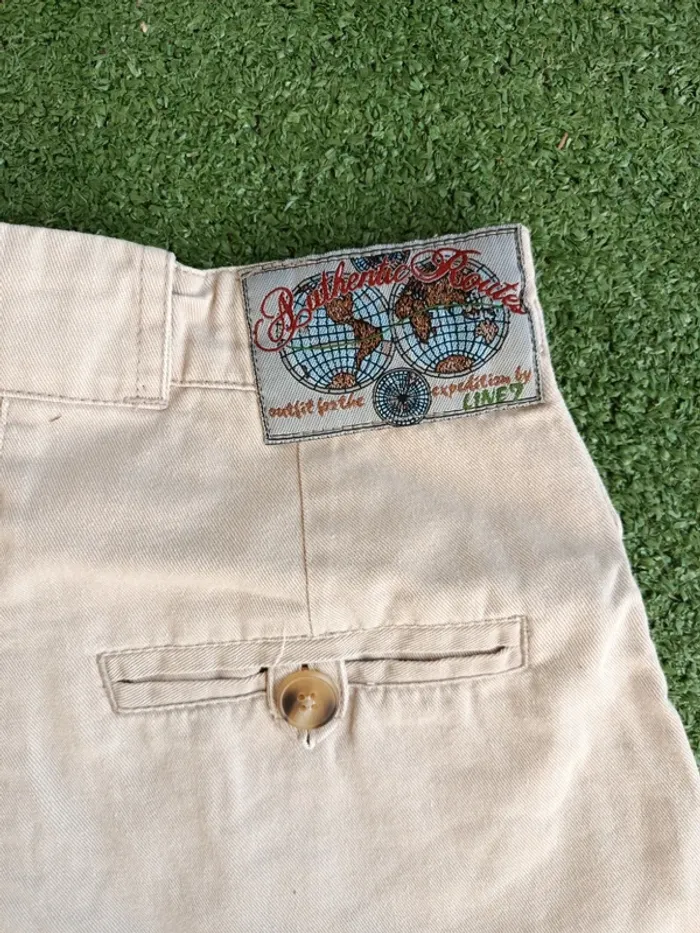 Short court taille en coton beige vintage Authentic Routes taille 34 - photo numéro 5