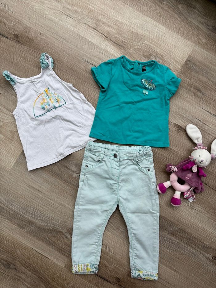 Ensemble 3 pièces débardeur + t-shirt + pantalon taille 24 mois
