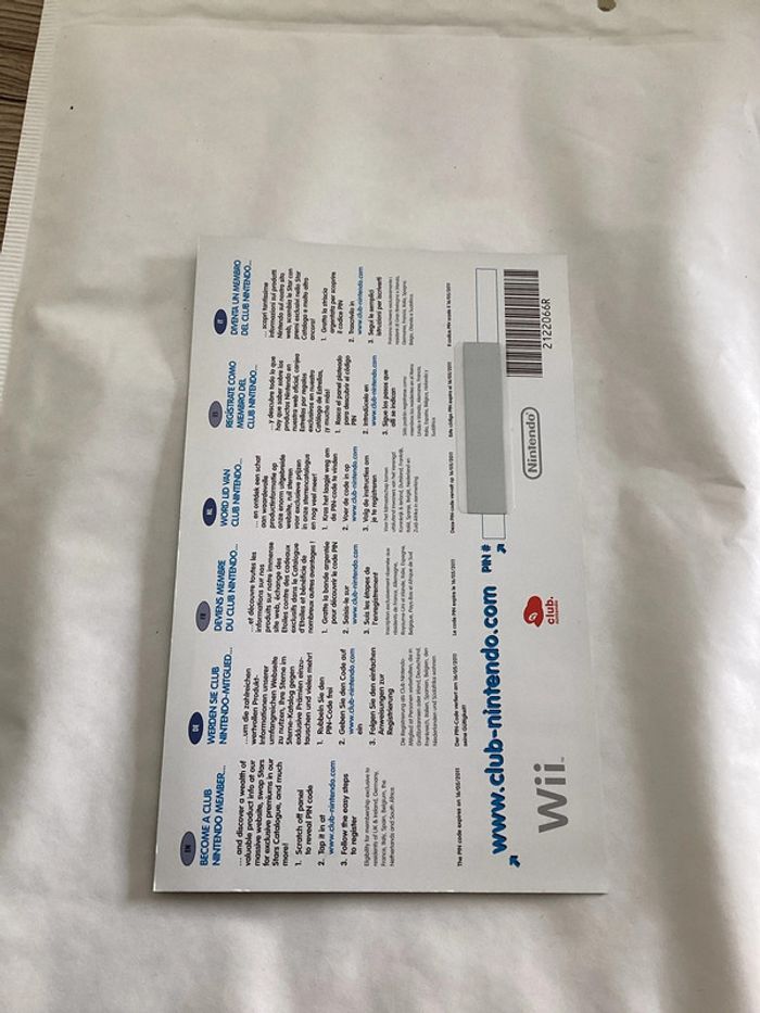 carte Nintendo wii club nintendo VIP non gratter super mario galaxy - photo numéro 2