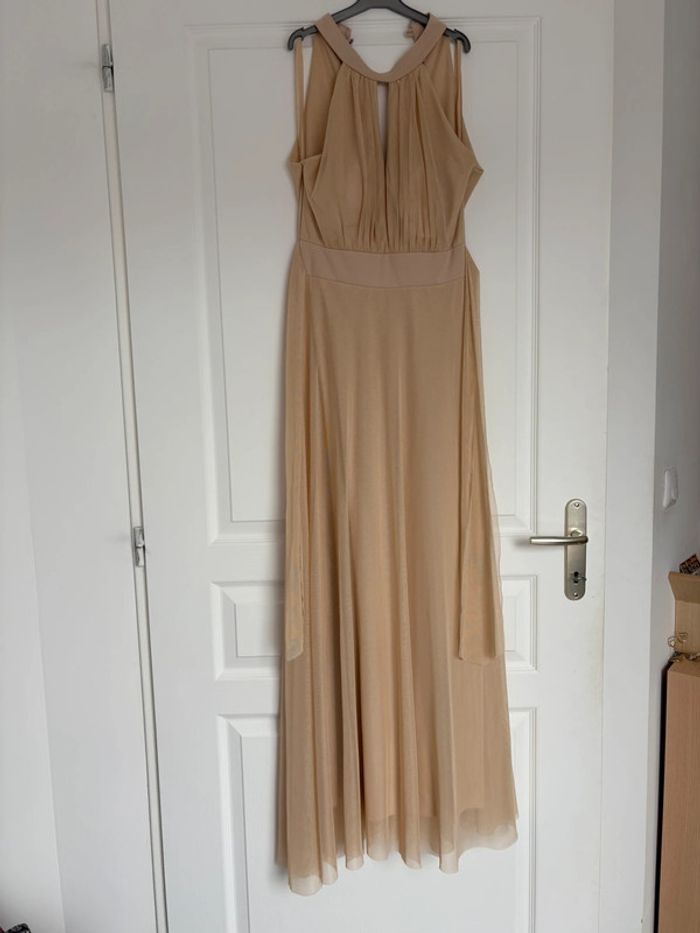 Robe longue de cérémonie tulle beige DS Sélection taille unique très bon état