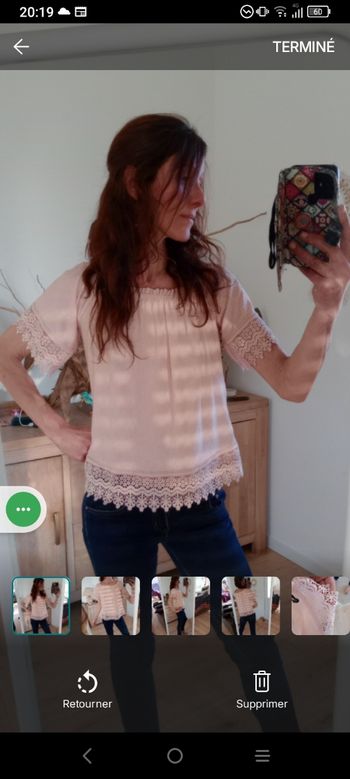 Top Fluide M Rose Pâle Style Bohème Chic c72