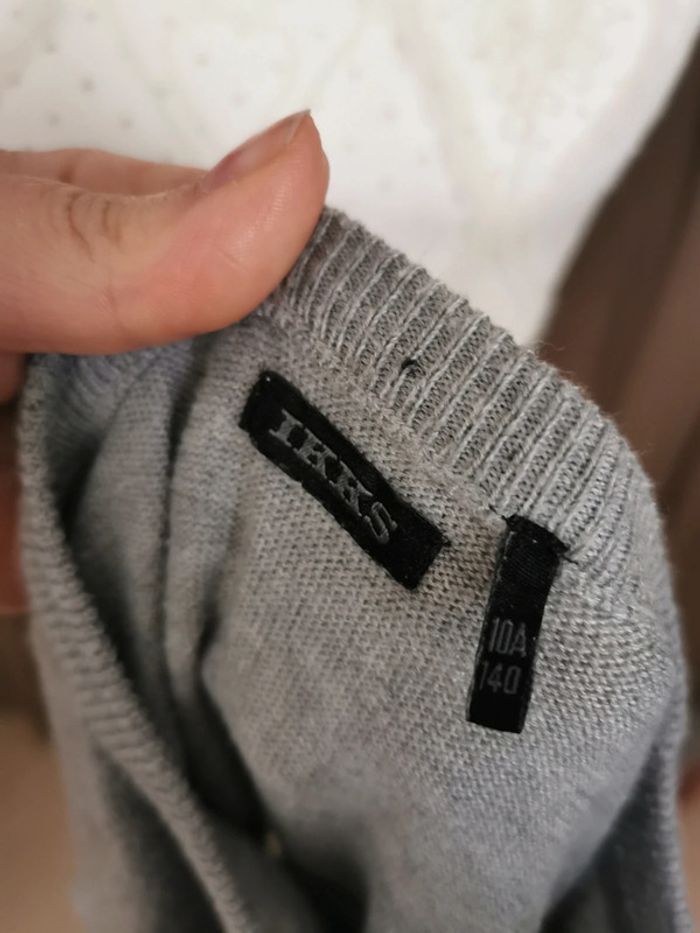 Pull gris à rayures ikks taille 10 ans - photo numéro 4