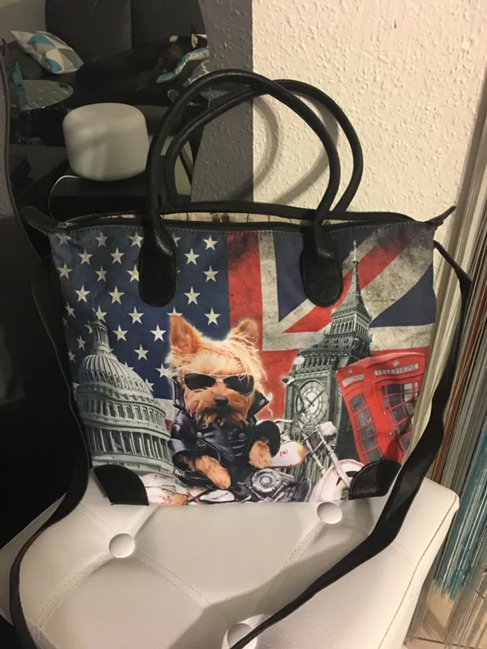 grand sac porter épaule motif londre usa
