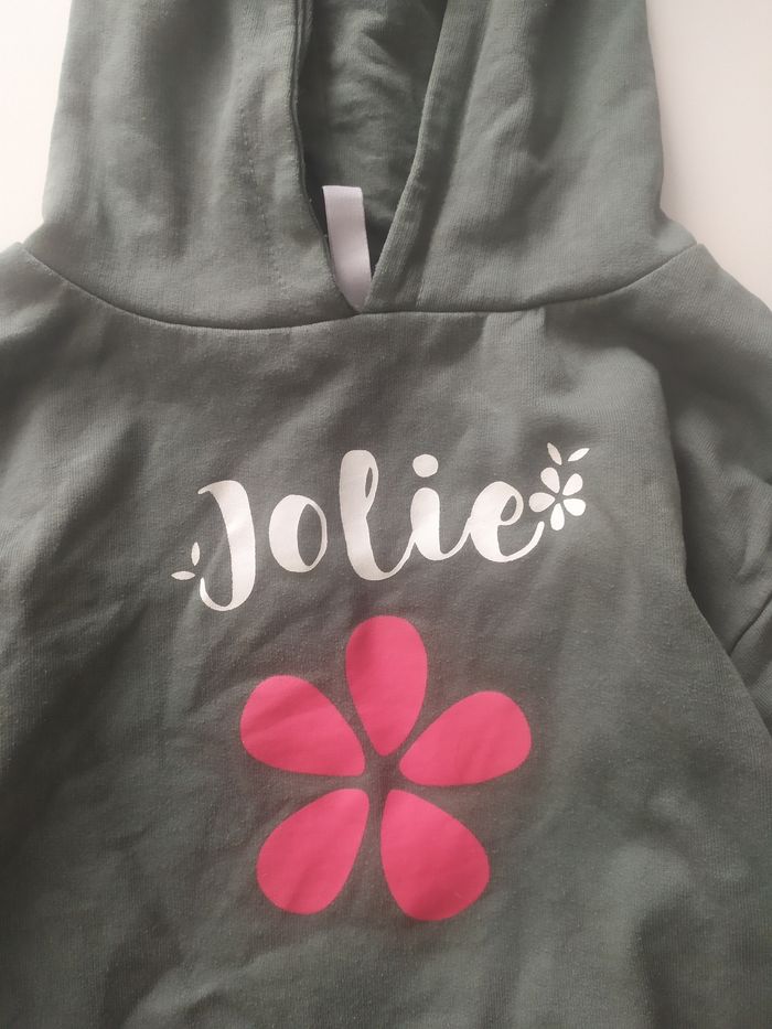 Sweat à capuche fille vert 8ans - photo numéro 2