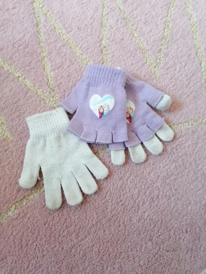 Gants 2 en 1 mitaine elsa et anna frozen la reine des neiges hiver - photo numéro 3