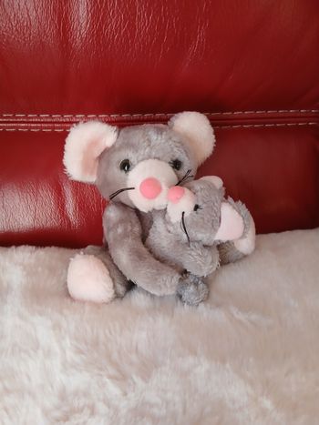 Peluche Maman Souris & son Bébé [amovible]