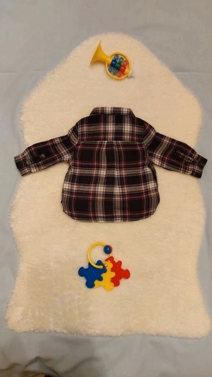 Chemise manches longues à carreaux style Camionneurs / Bûcherons T. 6 mois TAO 💮100% Coton - photo numéro 4
