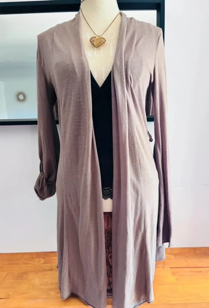 💕 longue veste type cardigan marron clair taille unique #R2banjo - photo numéro 2