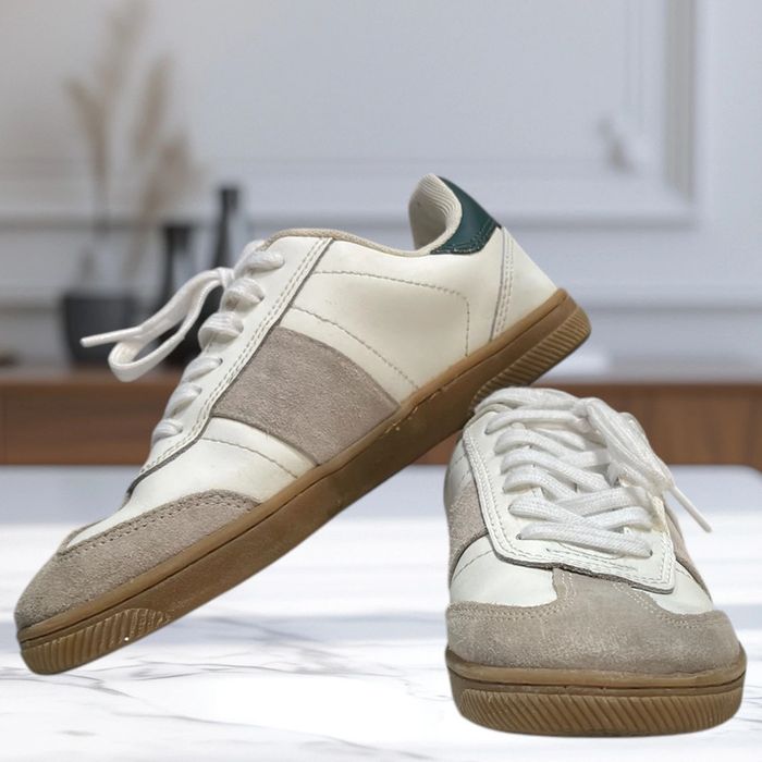 Baskets blanches et grises et cuir et nubuck Zara T35