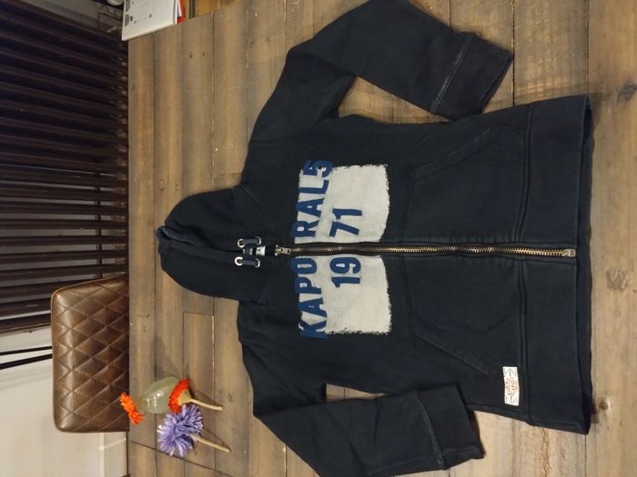 Sweat à capuche Kaporal noir et gris avec zip garçon 12-13 ans – Très bon état