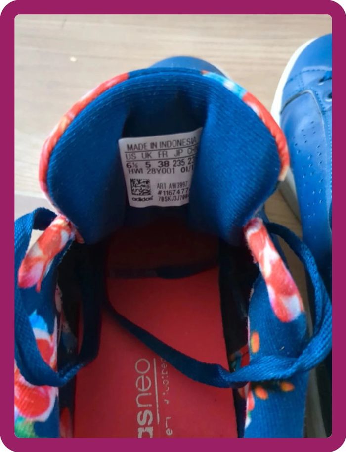 chaussures basket adidas bleu marine à fleur taille 38 - photo numéro 4