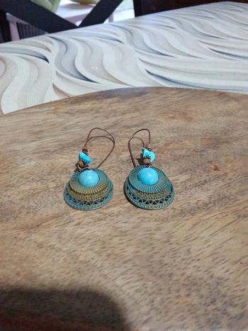 Boucles d'oreilles pendante avec Pierre style turquoise