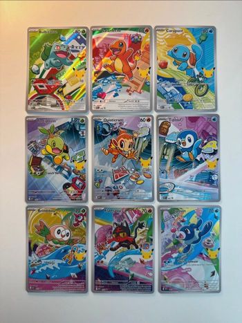 Lot Complet 9 Cartes Starters AR - Célébration 30 Ans Pokémon (Série 1) NM