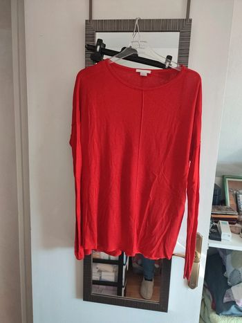 Pull léger manche longue rouge