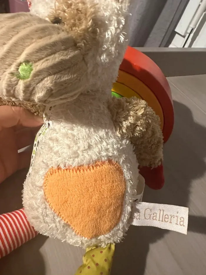 Doudou vache beige blanche rouge vert orange la galleria - photo numéro 4