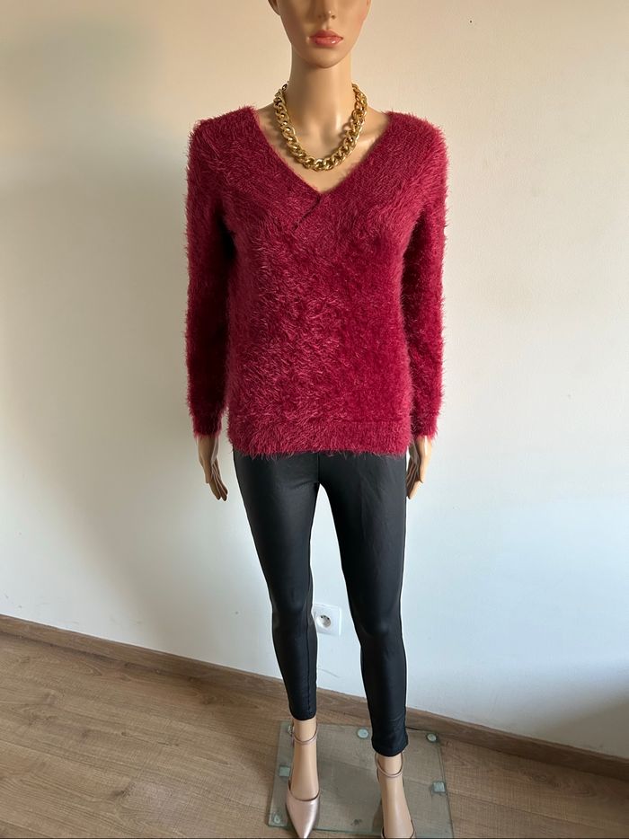 Pull tout doux rouge bordeaux Morgan taille M comme neuf - photo numéro 3
