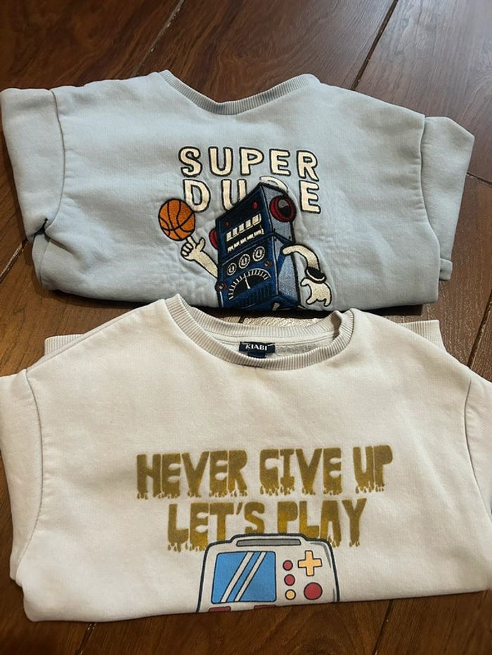 ensemble de 2 sweats en coton Bleu clair et blanc Kiabi 5 ans