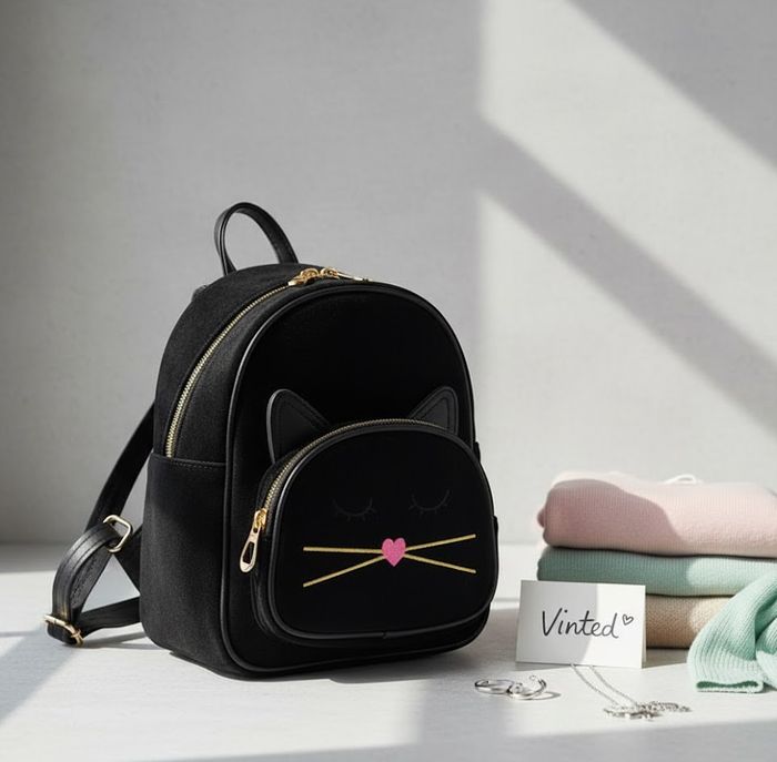 Adorable Mini Sac à Dos Chat Noir - Parfait pour vos essentiels ! - photo numéro 3