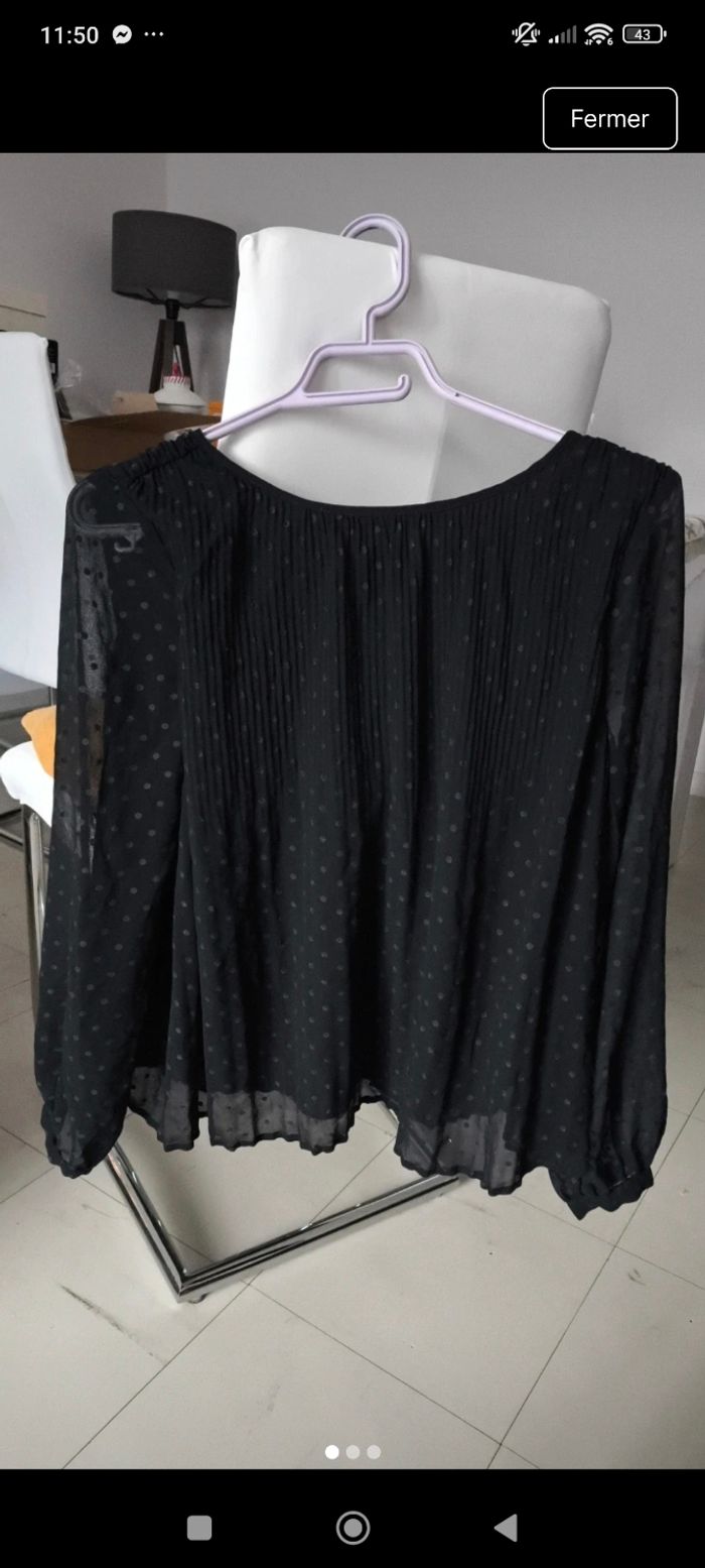 Blouse noir à pois