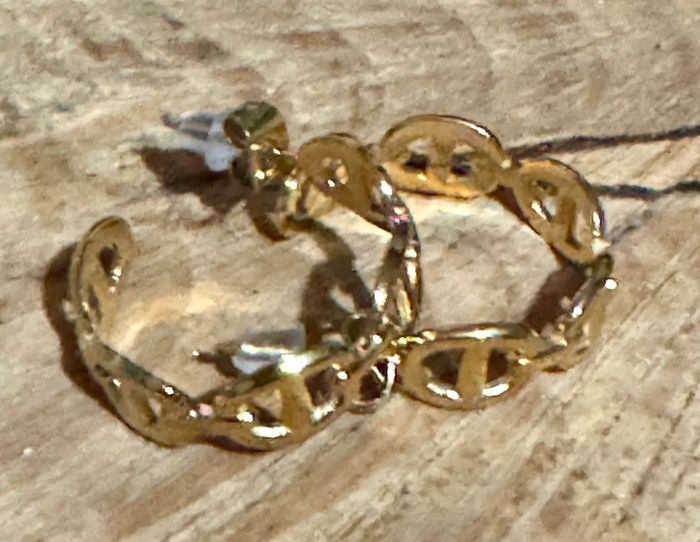 Boucles d’oreilles créoles moyennes maillons farandoles cd acier inoxydable or - photo numéro 6