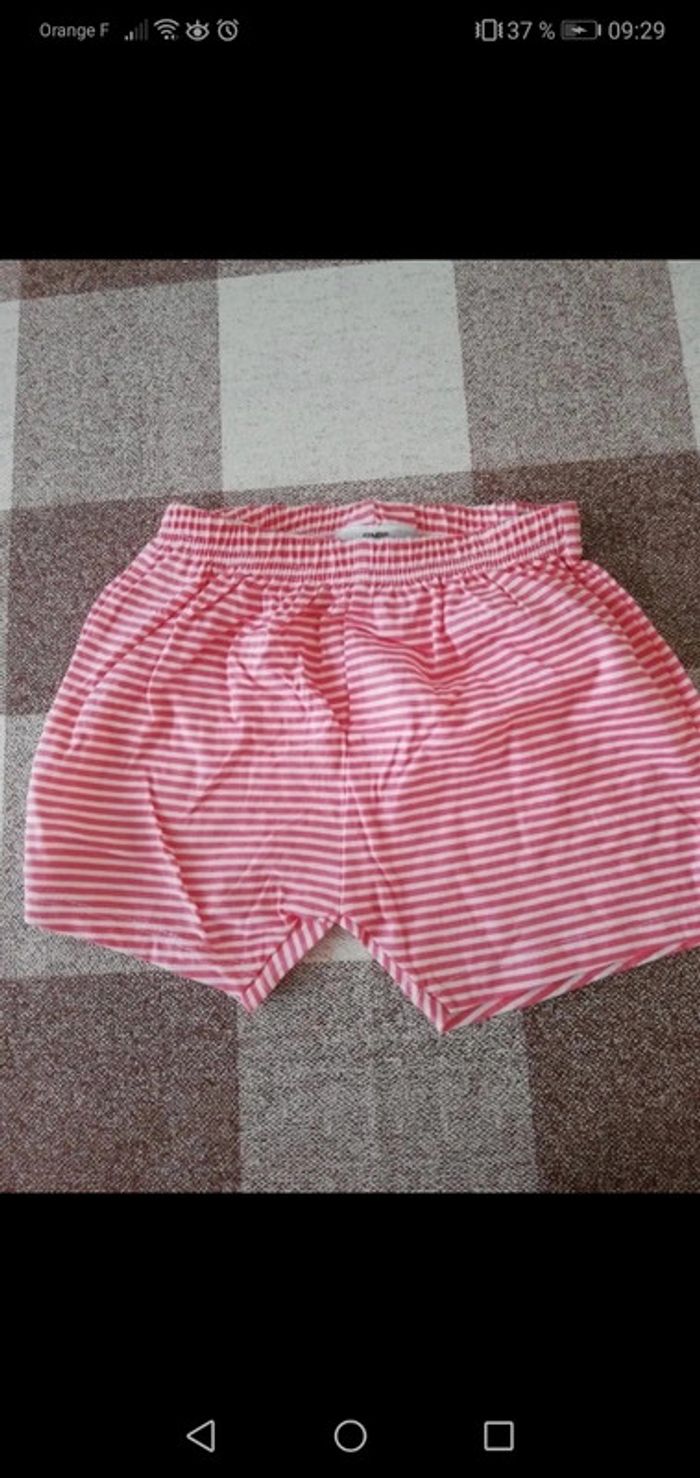 Short rayé blanc/corail 12 mois