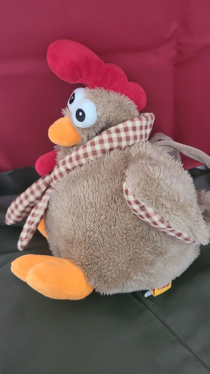 Peluche doudou Poule marron Fizzy 30 cm - photo numéro 3