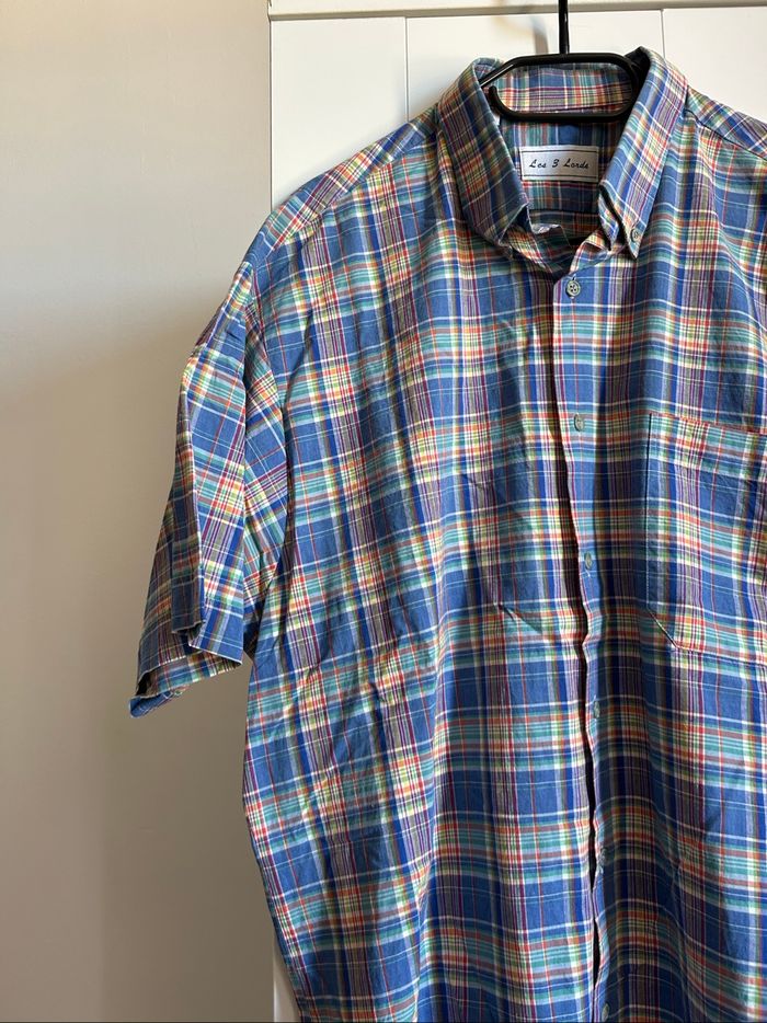 Chemise bleu à carreaux Homme Les 3 Lords Tailles XL-XXL - photo numéro 2