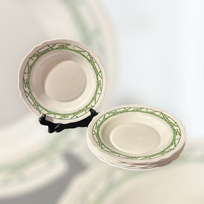 Lot de 6 assiettes à soupe vintage Arcopal bambou