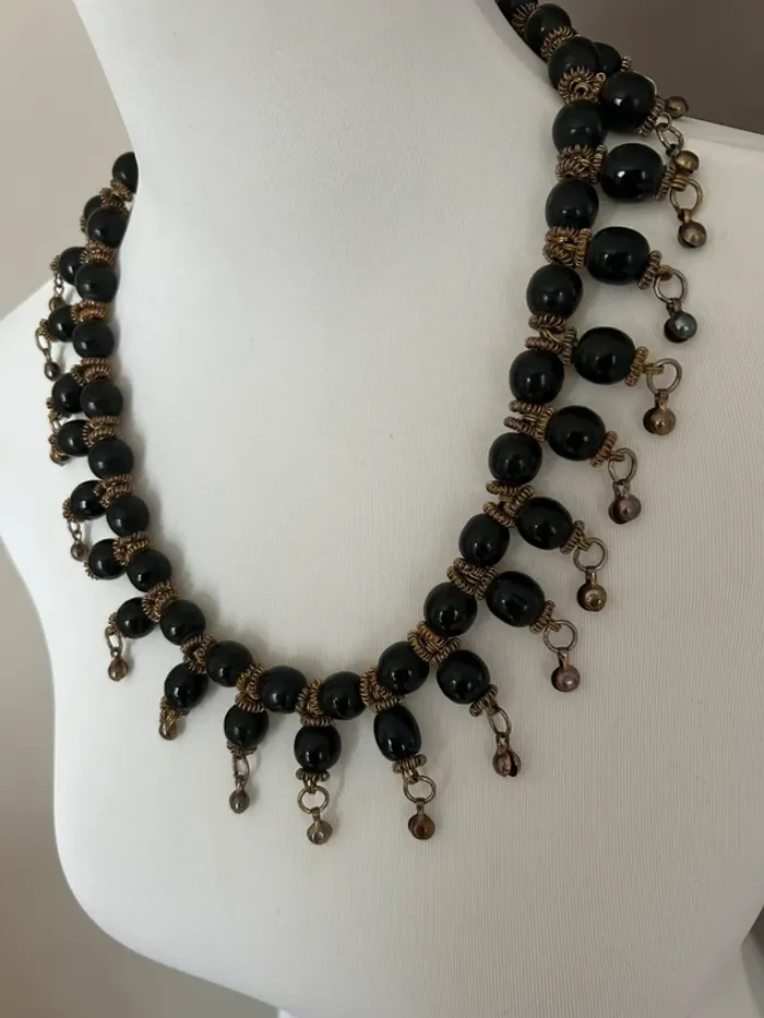 Bijoux, ancien, collier, perle noire, femme rares - photo numéro 3